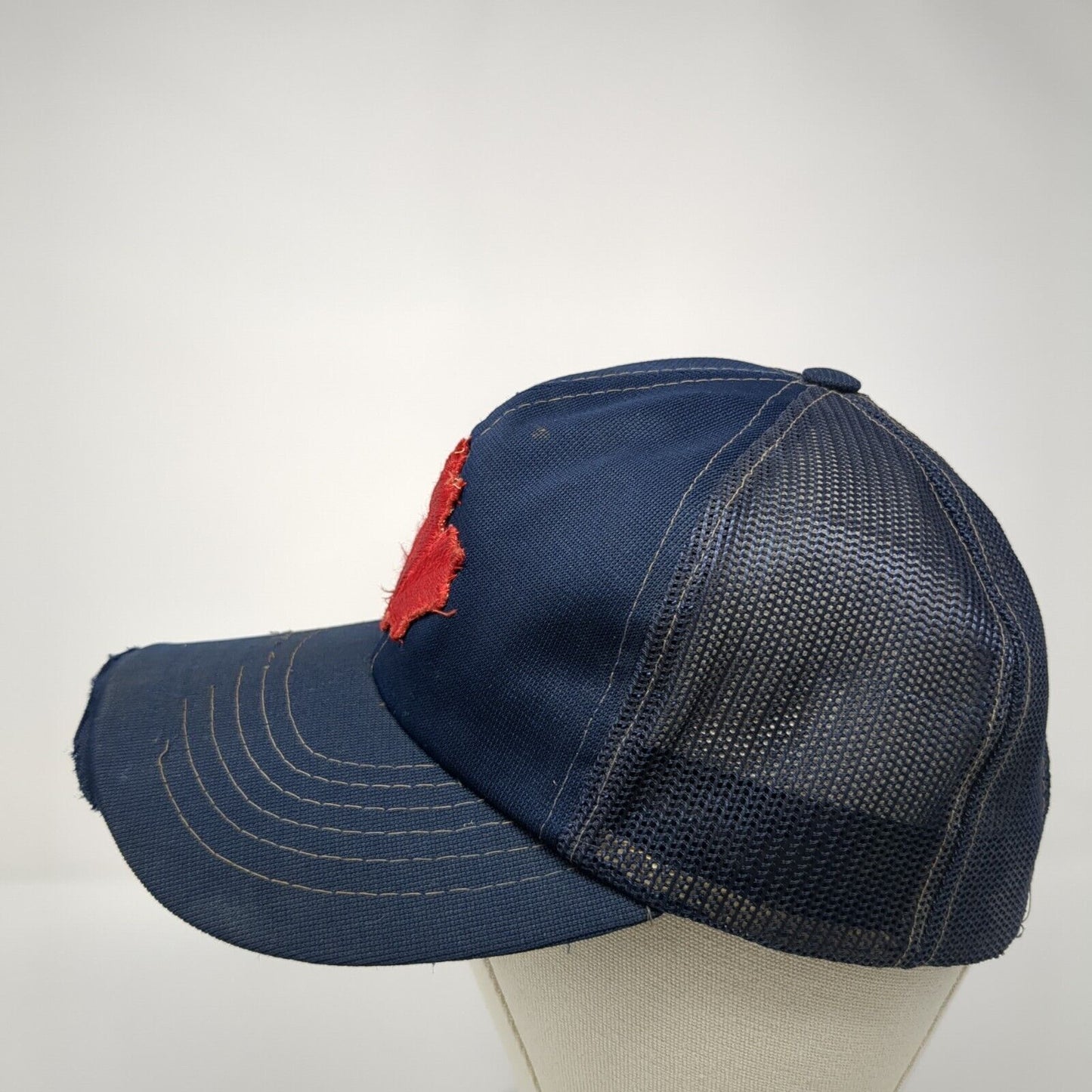 Canadian Maple Leaf Snapback Trucker Hat Blue One Size Adjustable Mesh Back