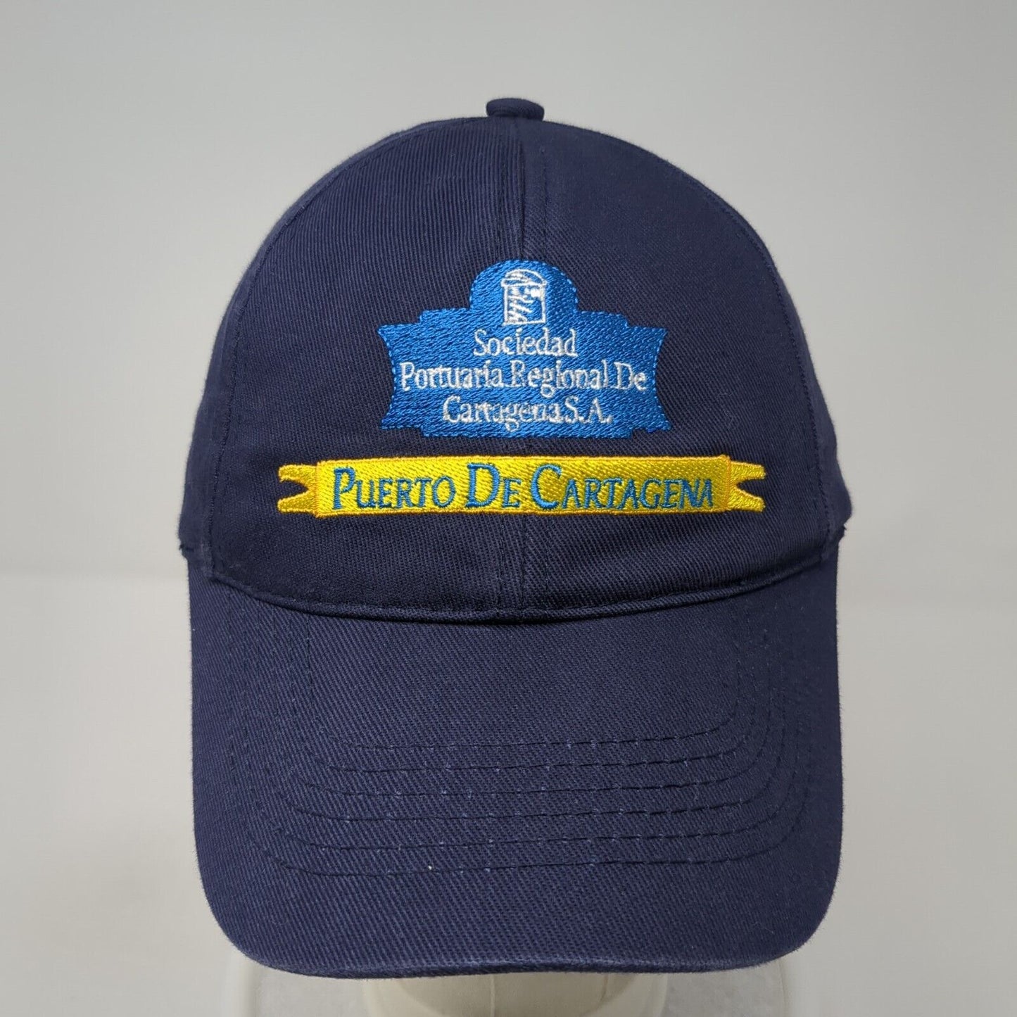 Puerto De Cartagena Slideback Baseball Cap Blue One Size Adjustable Embroidered