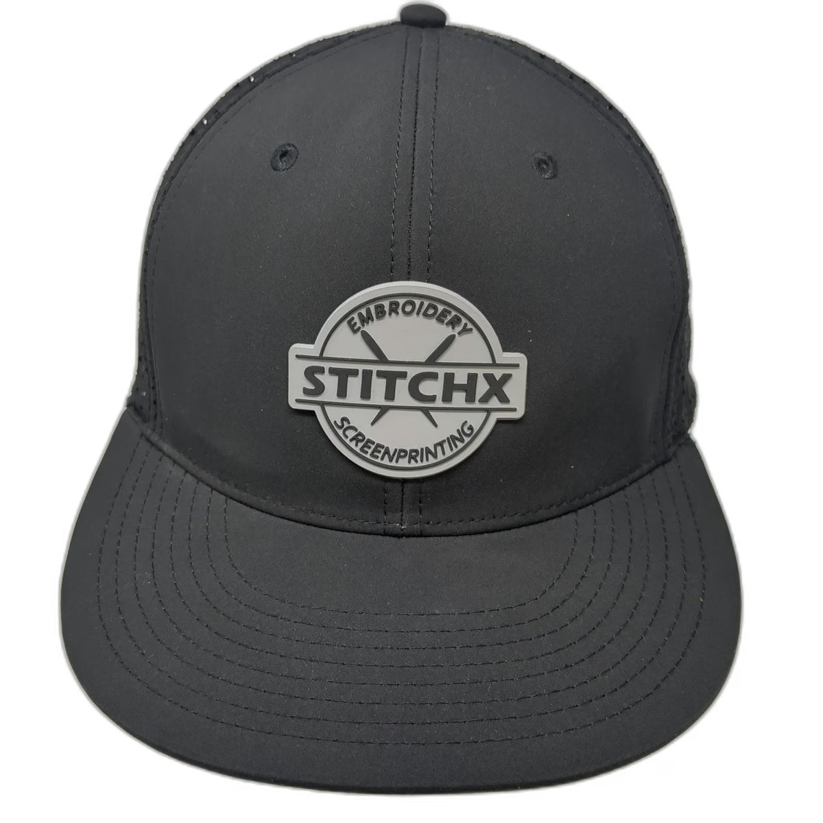 OTTO Trucker Hat Black One Size Stitchx Embroidery Screenprinting Mesh Flat Brim