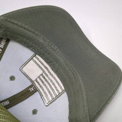 Highland Tactical Trucker Hat Green One Size Mesh Back Embroidered US Flag