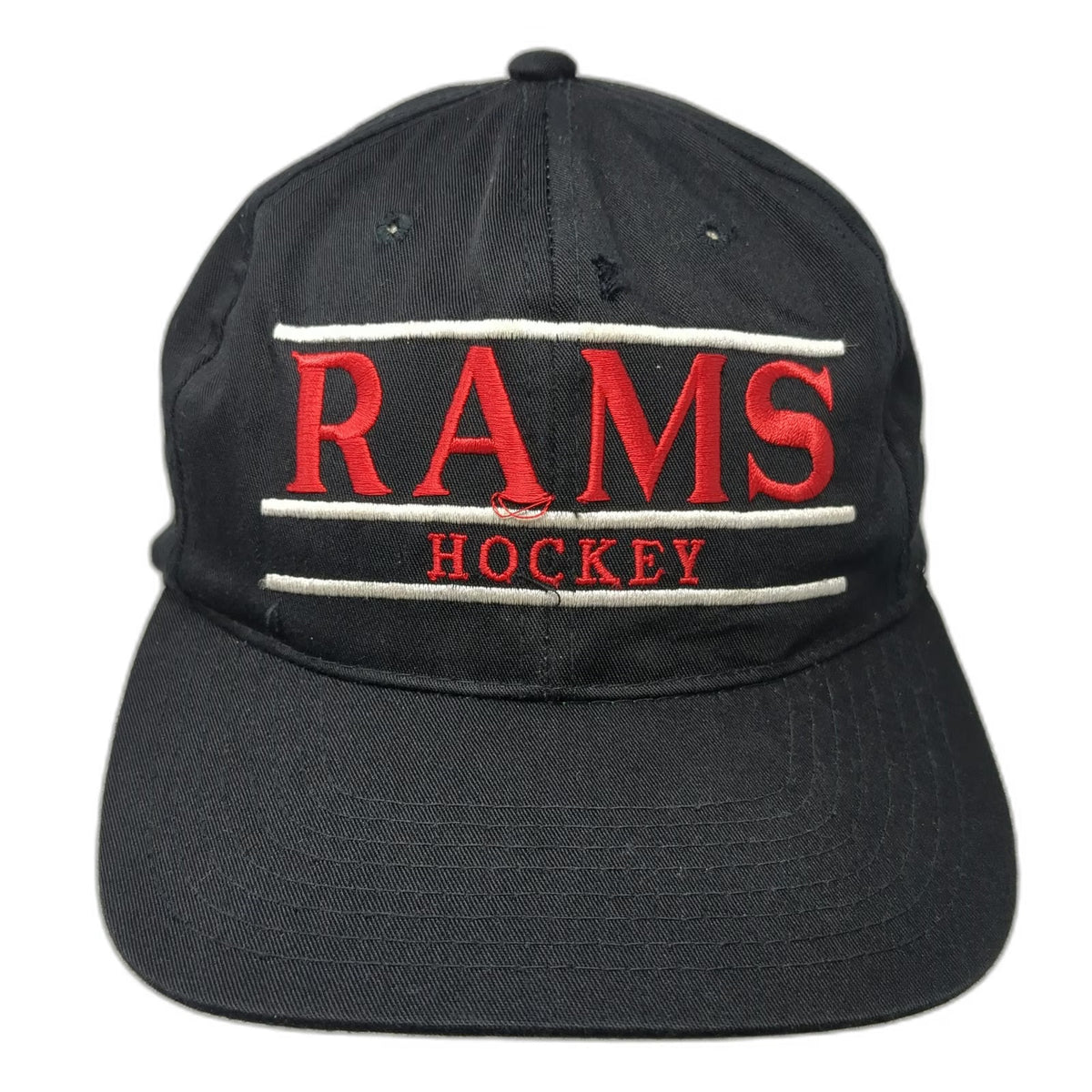 The Game Snapback Hat Black One Size Rams Hockey Green Underbrim MGR Embroidered