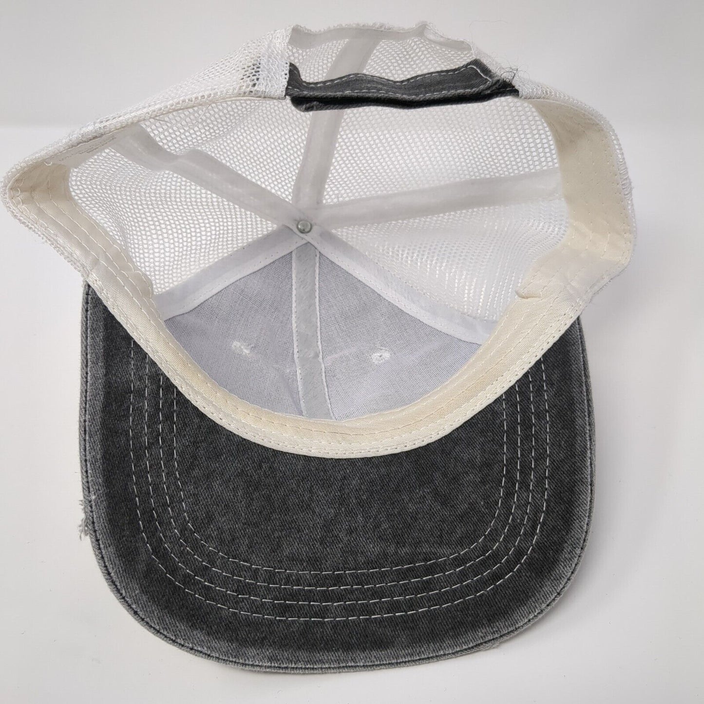 Unbranded Strapback Trucker Hat Gray One Size Adjustable Distressed Mesh Back