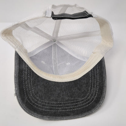 Unbranded Strapback Trucker Hat Gray One Size Adjustable Distressed Mesh Back