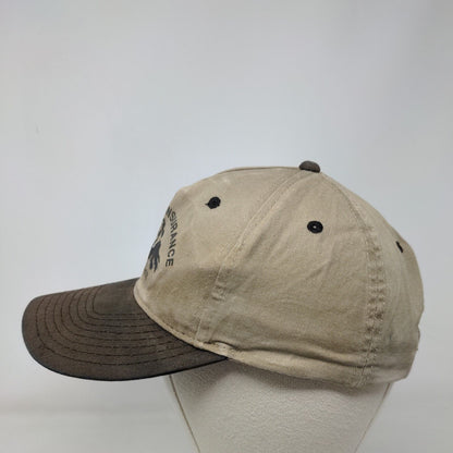 Foothills Insurance Snapback Hat Tan OSFA Adjustable Vented Holes Cobra