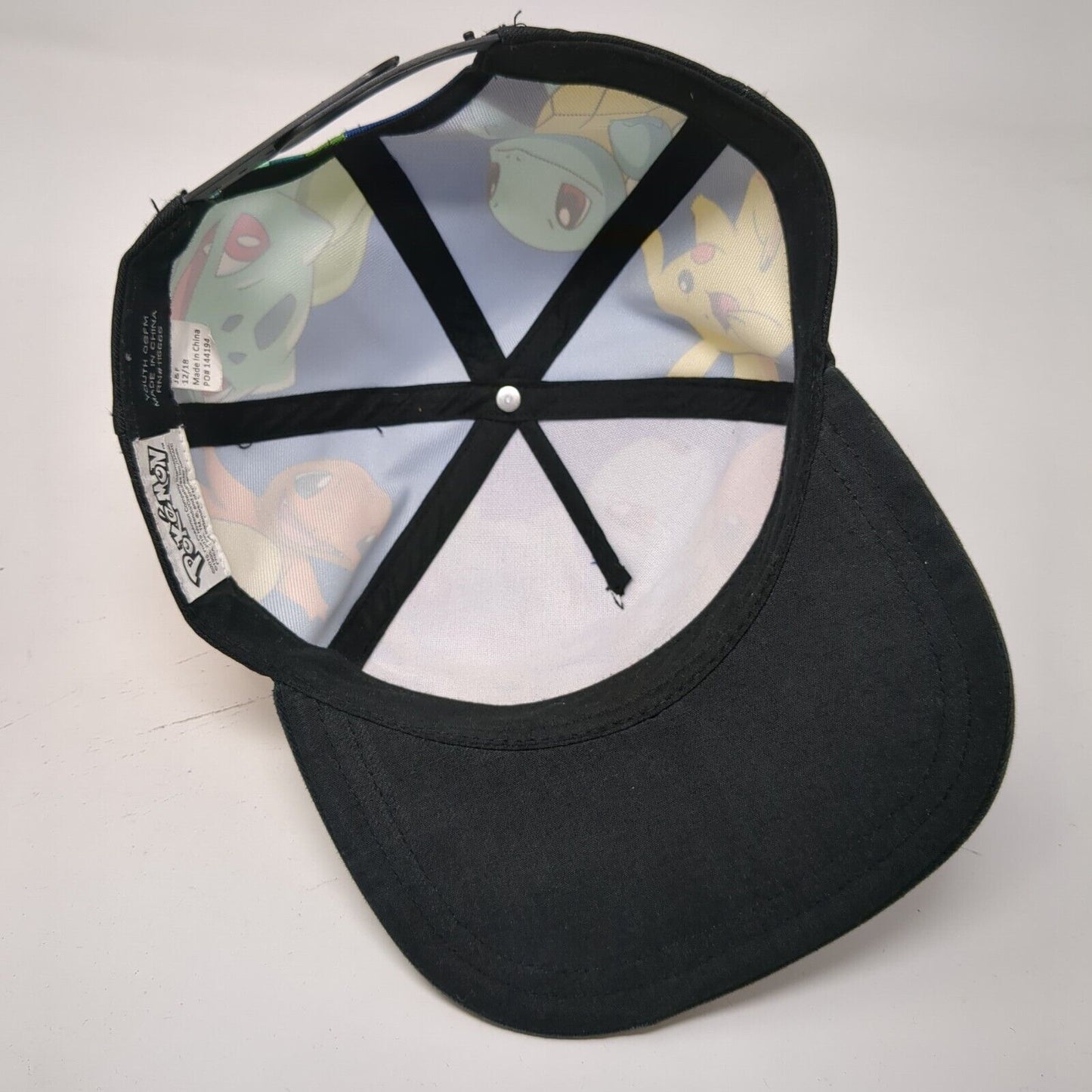 Pokemon 1st Gen Starters Pikachu Charmander Snapback Hat Youth OS Multicolor