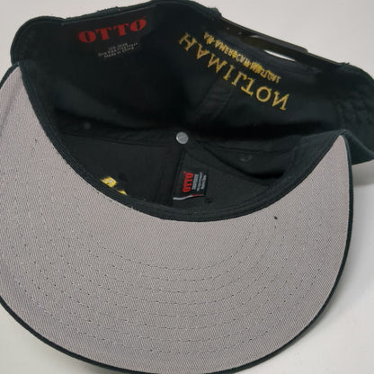 Otto Snapback Hat Black One Size Hamilton Musical Embroidery Flat Gray Brim