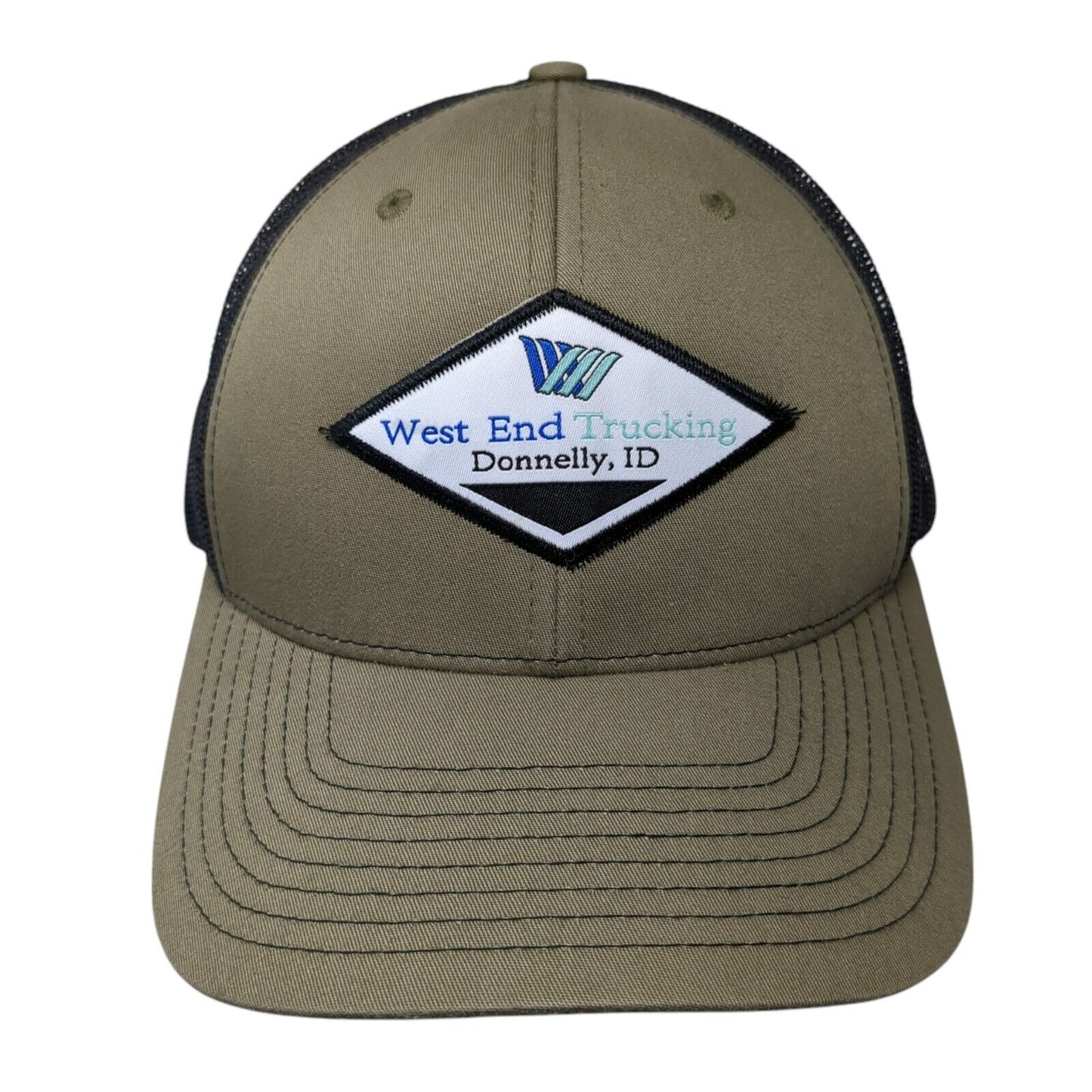 West End Trucking Donnelly ID Snapback Trucker Hat Green OS Mesh Back Richardson