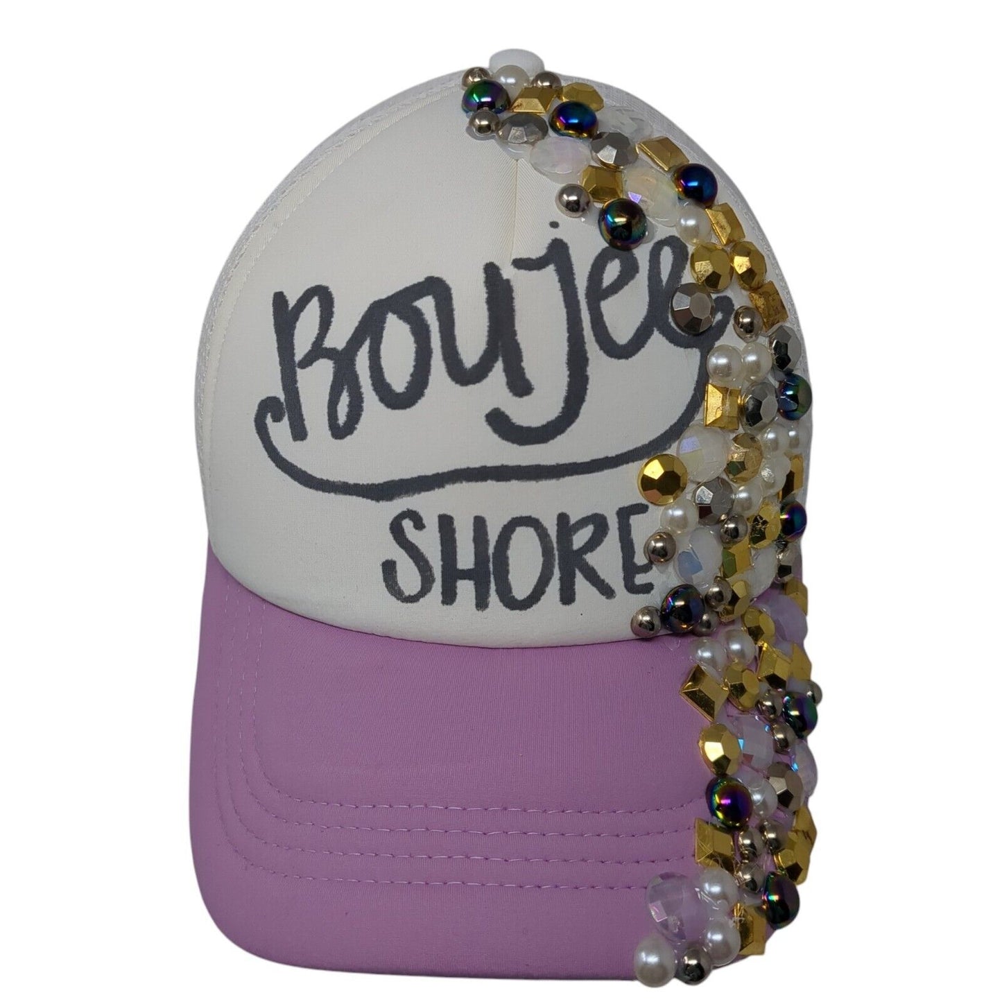 Boujee Shore Snapback Trucker Hat Multi One Size Mesh Back Embellished
