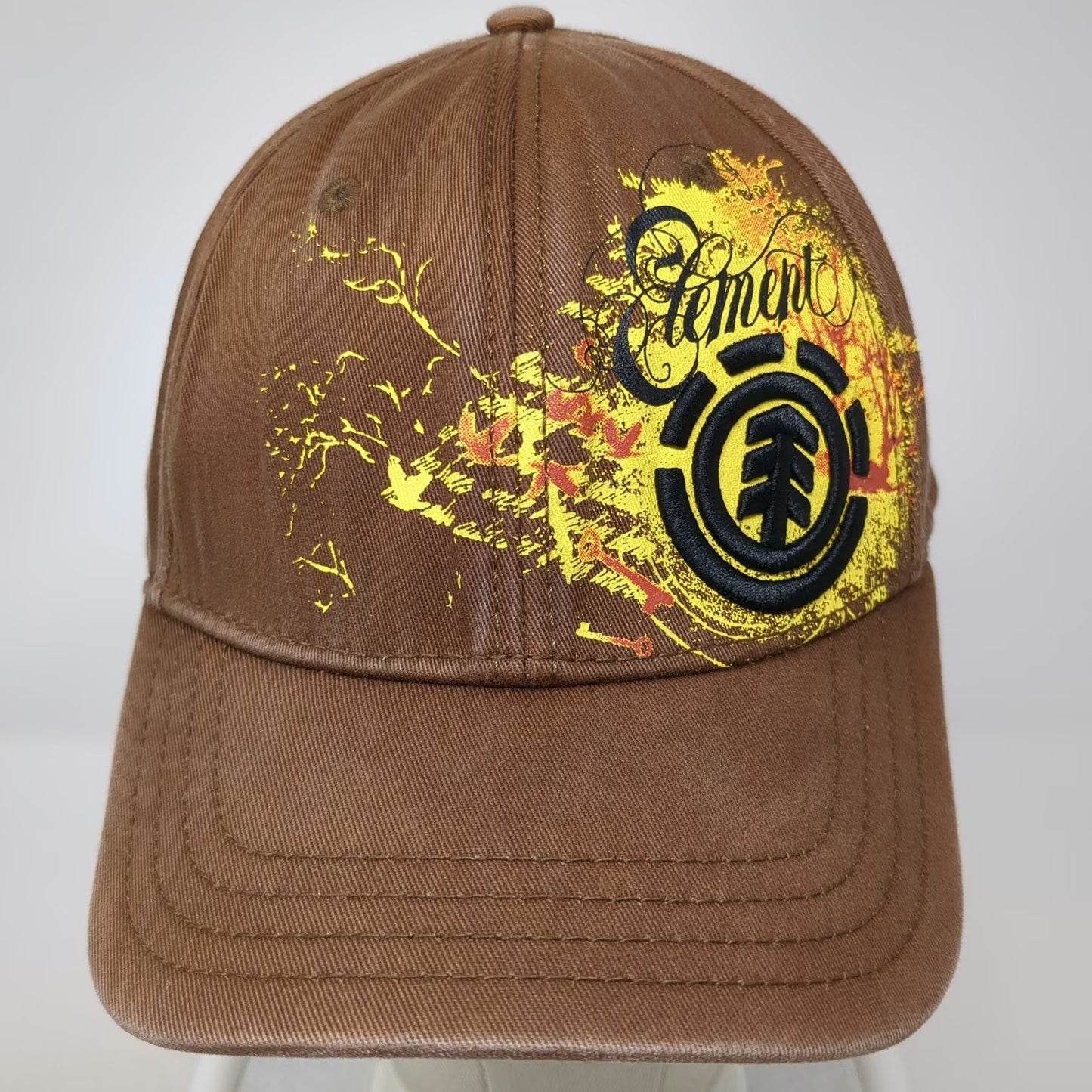Element Baseball Cap Brown XL Embroidered Logo Distressed Graphic Flexfit Hat