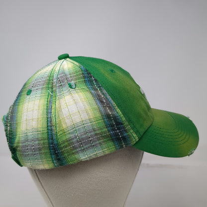 Volkswagen Baseball Cap Green One Size Daisy Plaid Distressed Brim Cotton hat