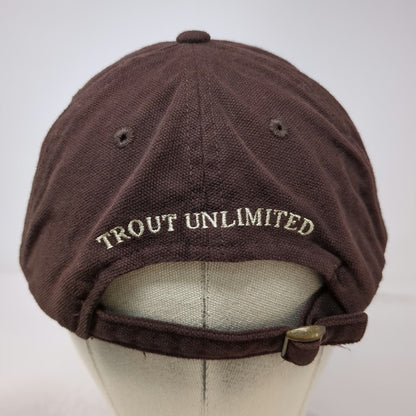 Trout Unlimited Baseball Cap Brown One Size Embroidered Fish Logo Hat Cotton