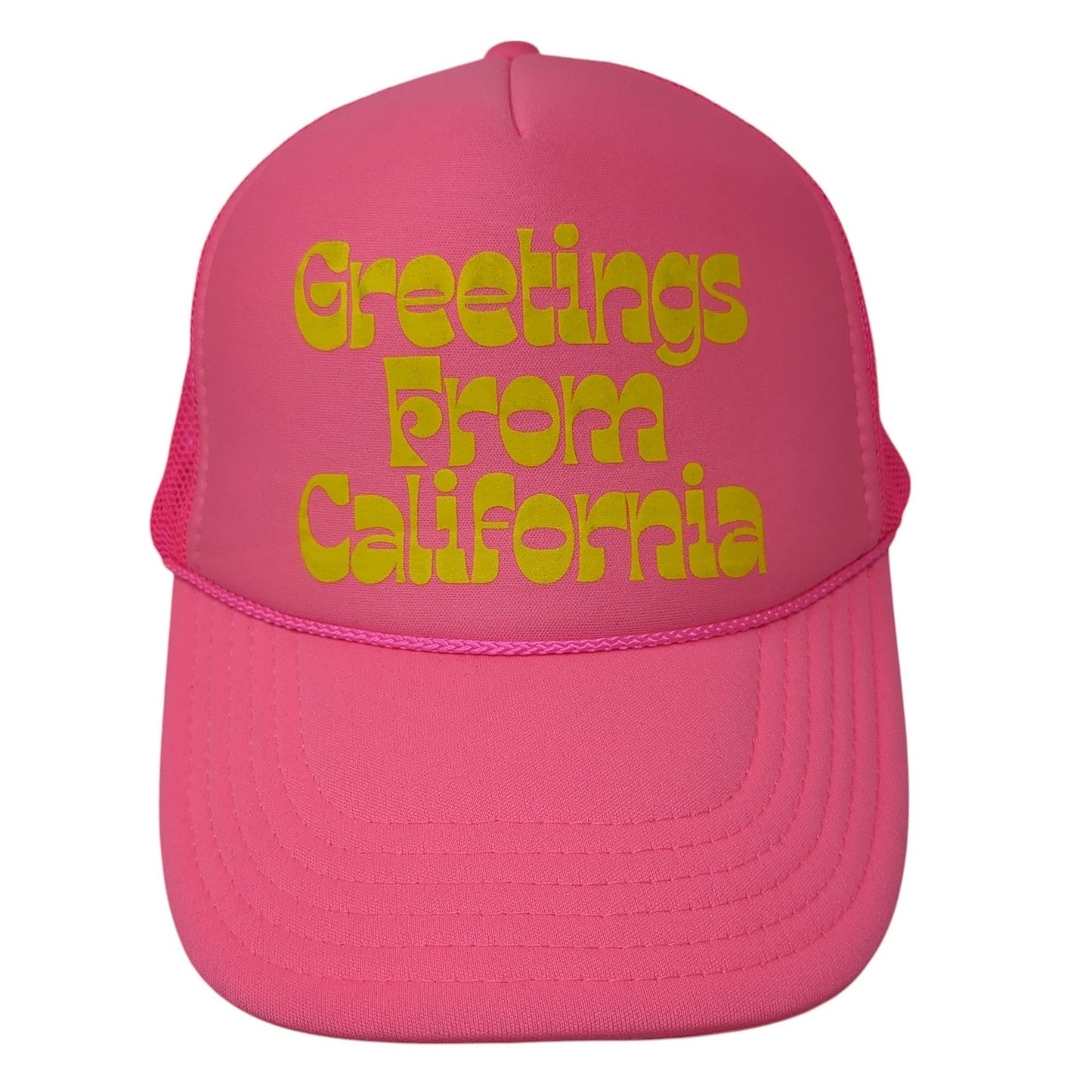 Greetings From California Snapback Rope Trucker Hat Pink One Size Otto