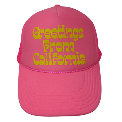 Greetings From California Snapback Rope Trucker Hat Pink One Size Otto