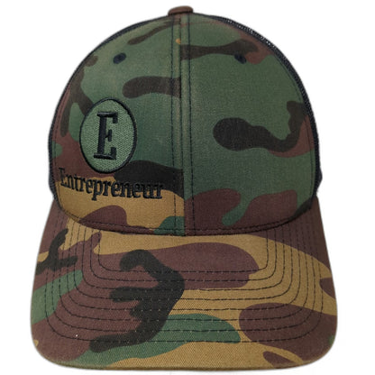 Yupoong Trucker Hat Green Black Camo One Size Mesh Snapback Entrepreneur Logo