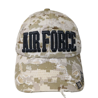 Air Force Slideback Hat Camouflage One Size Adjustable Embroidered Distressed
