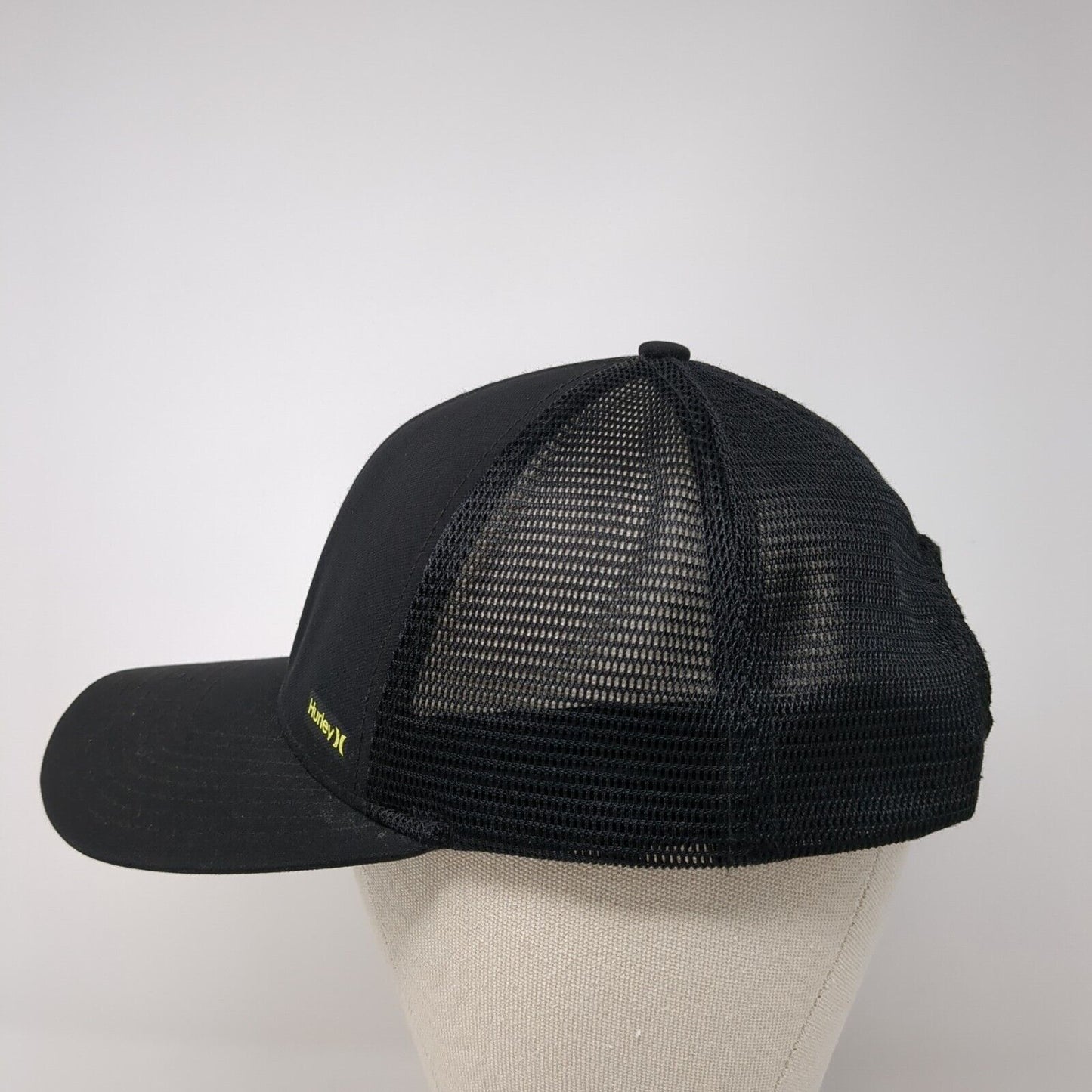 Hurley Snapback Trucker Hat Black One Size Adjustable Embroidered Mesh Back
