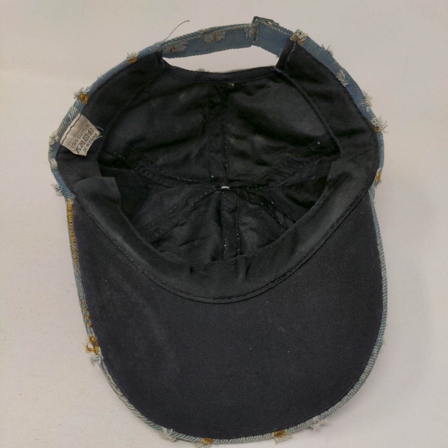 Unbranded Slideback Hat Blue One Size Solid Denim Distressed 6 Panel