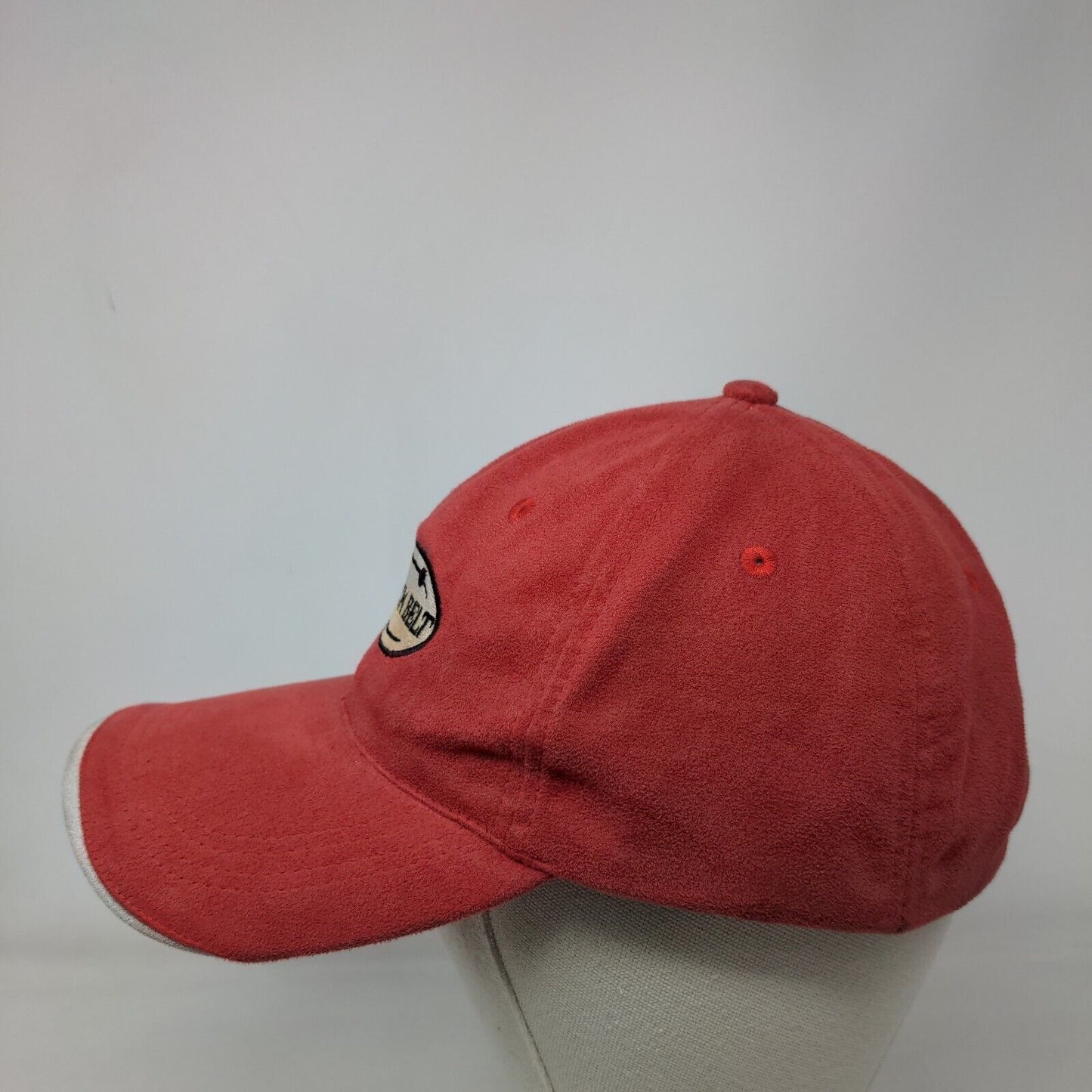 Black Belt Slideback Hat Red OSFA Adjustable Embroidered Vented Holes Polyester