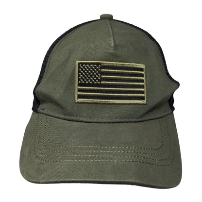 American Flag Snapback Mesh Back Trucker Hat Green One Size Colorblock