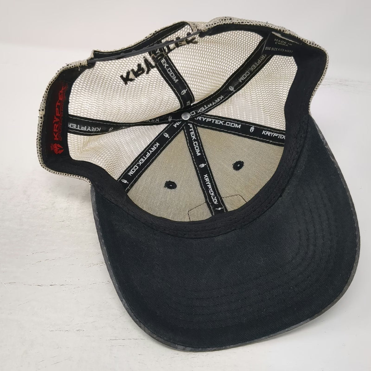 Kryptek Trucker Hat Gray One Size Camo Mesh Back Spartan Helmet Logo Snapback