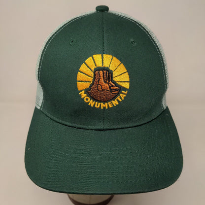 Monumental Men's Snapback Mesh Back Hat Green Embroidered Logo Christian