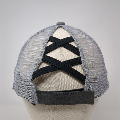 Unbranded Strapback Trucker Hat Gray One Size Mesh Back Ponytail