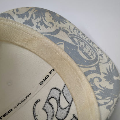 Skin Industries Baseball Cap White 7 1/4 Fitted Pinup Girl Filigree Graphic Hat