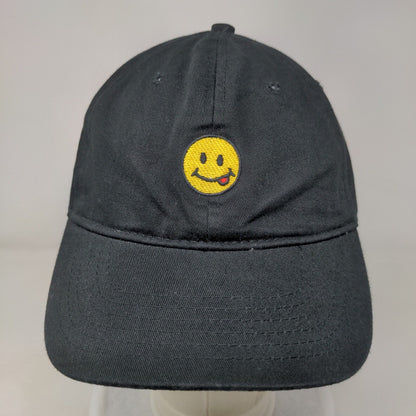 Smiley Face Tongue Emoji Slideback Hat Black One Size Embroidered