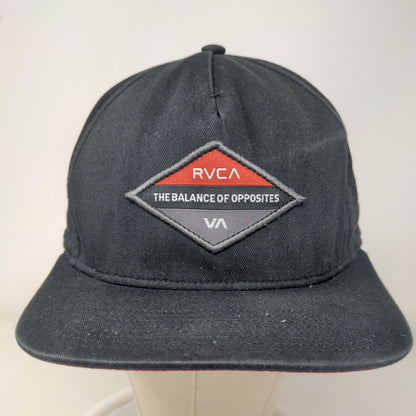 RVCA Men's Snapback Hat Black Embroidered Logo The Balance of Opposites Cotton