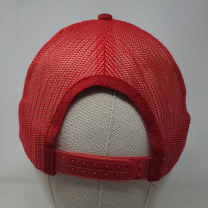 Soccer Ball Snapback Mesh Back Trucker Hat Red One Size Colorblock