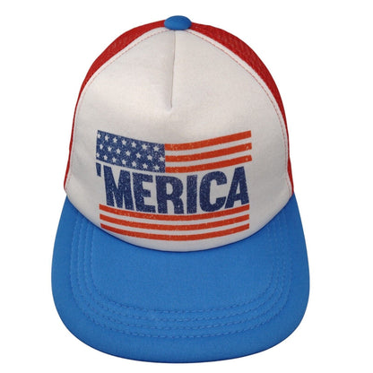 'Merica Flag Snapback Mesh Back Trucker Hat Multi OSFA Colorblock