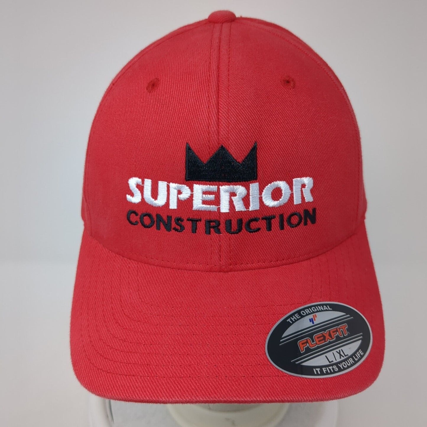 Superior Construction Fitted Hat Red L/XL Flexfit Embroidered 6 Panel Yupoong