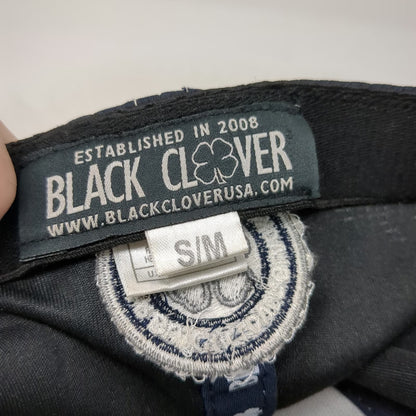 Black Clover Baseball Cap Blue M Live Lucky Clover Logo Fitted Stretch Hat