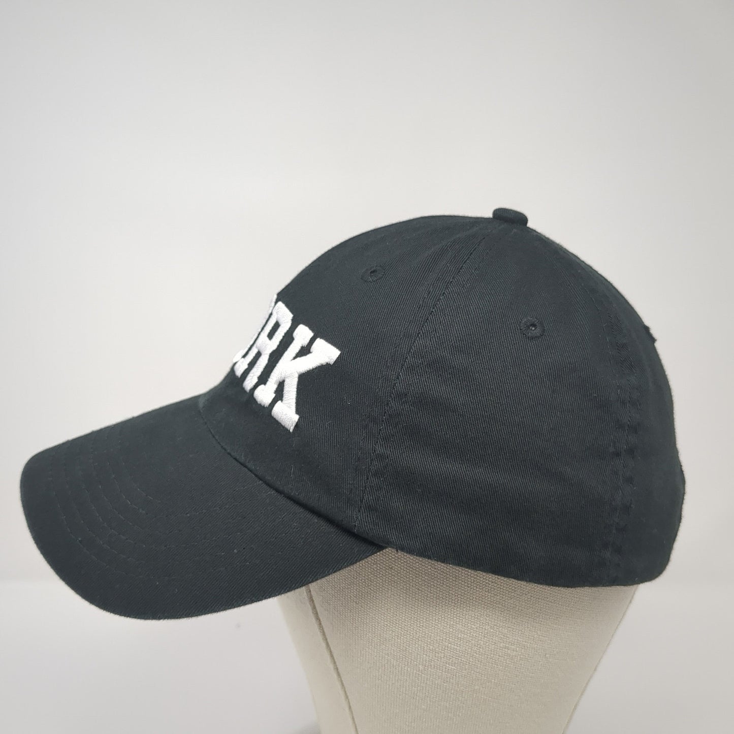York Spell Out Slideback Hat Black One Size Adjustable Embroidered
