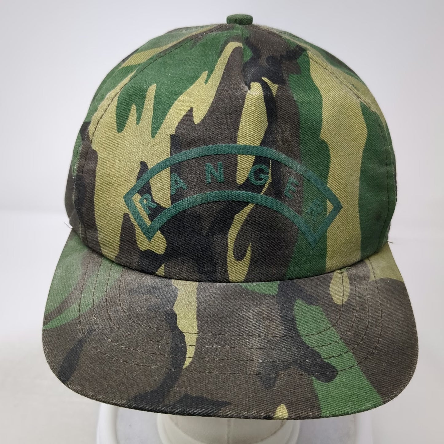 B.C. 5 Panel Green OS Camo Ranger Embroidery Snapback Made in USA Hat Vintage