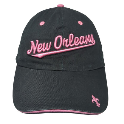 New Orleans Strapback Baseball Cap Black One Size Adjustable Embroidered Raw Ma