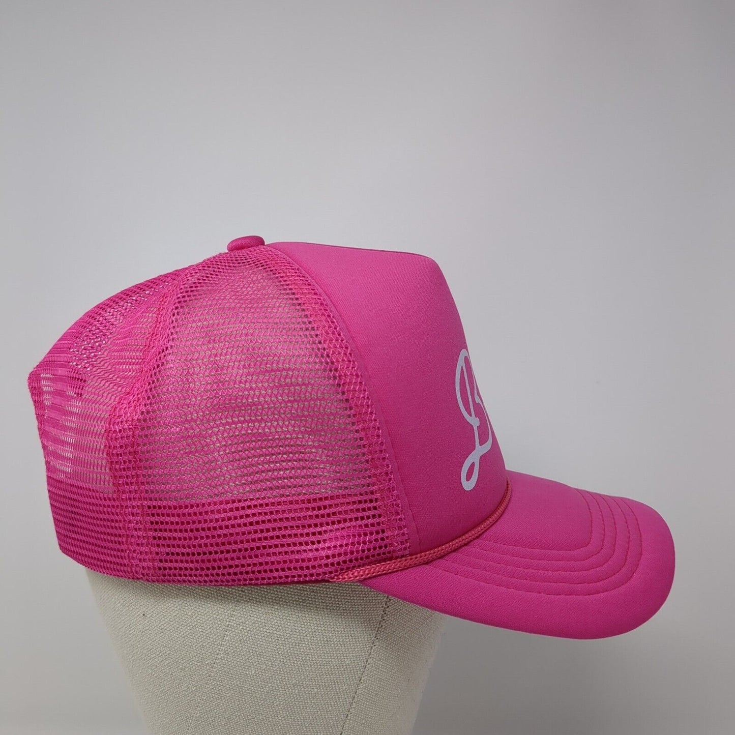 Bride Snapback Trucker Hat Pink One Size Adjustable Lightweight Mesh Back Rope