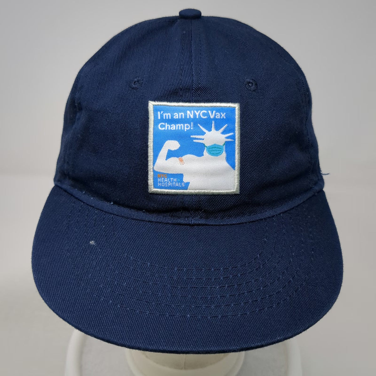 PFA Baseball Cap Blue One Size Strapback Hat NYC Health Hospitals NYCVax Statue