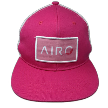 Pink Trucker Hat OS Mesh Back White Red AIRO Logo Patch Snapback Structured Hat