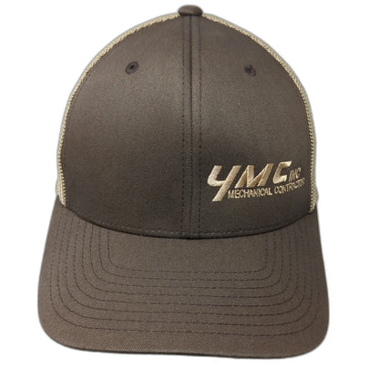 Port Authority Brown M Baseball Cap Hat Mesh Back Flexfit YMC Mechanical Logo