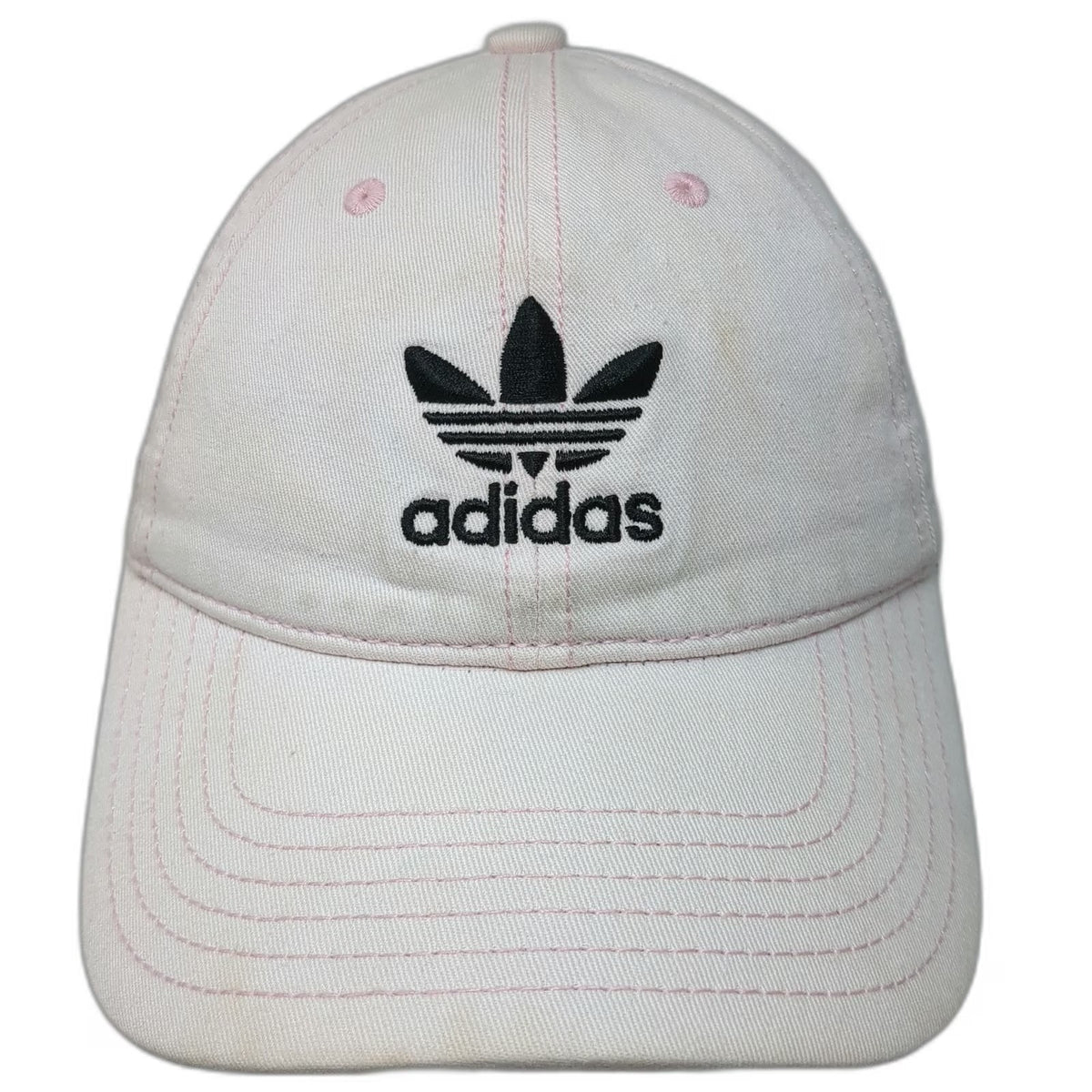 Adidas Baseball Cap Pink One Size Trefoil Logo Slideback Gray Underbrim Hat