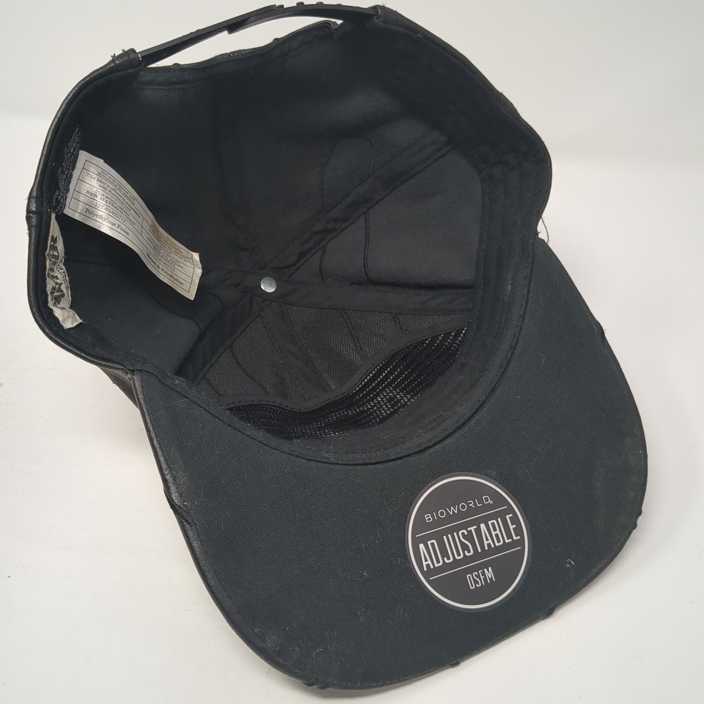 Marvel Black Panther Snapback Hat Black One Size Adjustable Faux Leather 6 Panel