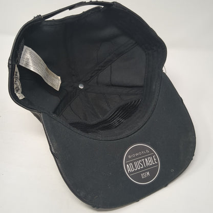 Marvel Black Panther Snapback Hat Black One Size Adjustable Faux Leather 6 Panel
