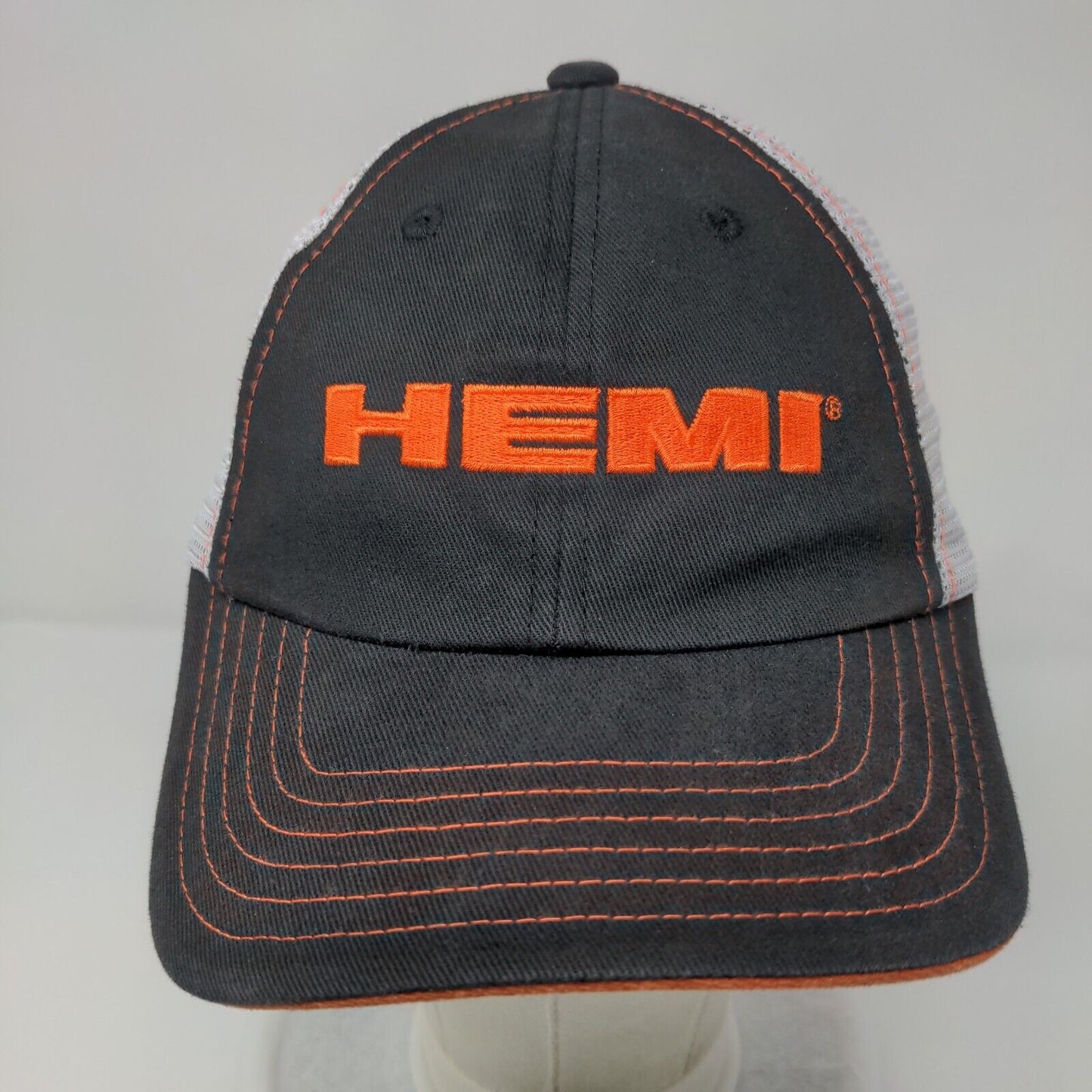 HEMI Strapback Mesh Back Trucker Hat Black One Size Embroidered Mopar