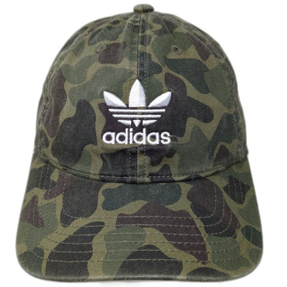 Adidas Baseball Cap Green One Size Camo Embroidered Trefoil Logo Adjustable Hat