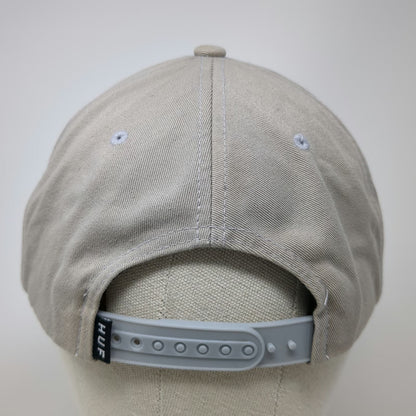 HUF 5 Panel Beige One Size Snapback Cotton Logo Patch Hat Adjustable Flat Brim