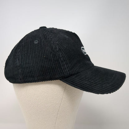 Unie 5 Panel Black Hat One Size Corduroy PestCo Logo Embroidered Slideback