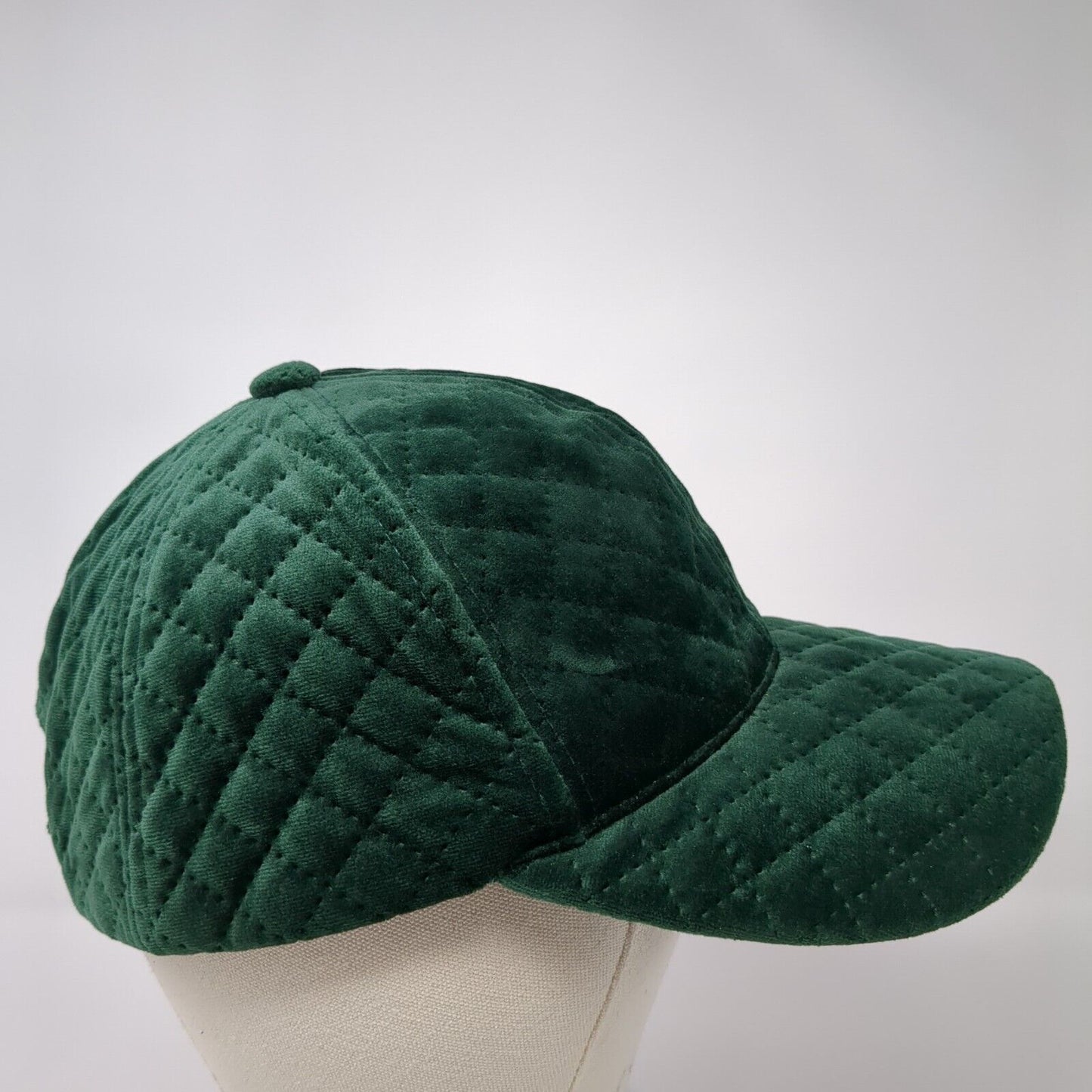 David And Young Strapback Hat Green One Size Velvet Diamond Quilted