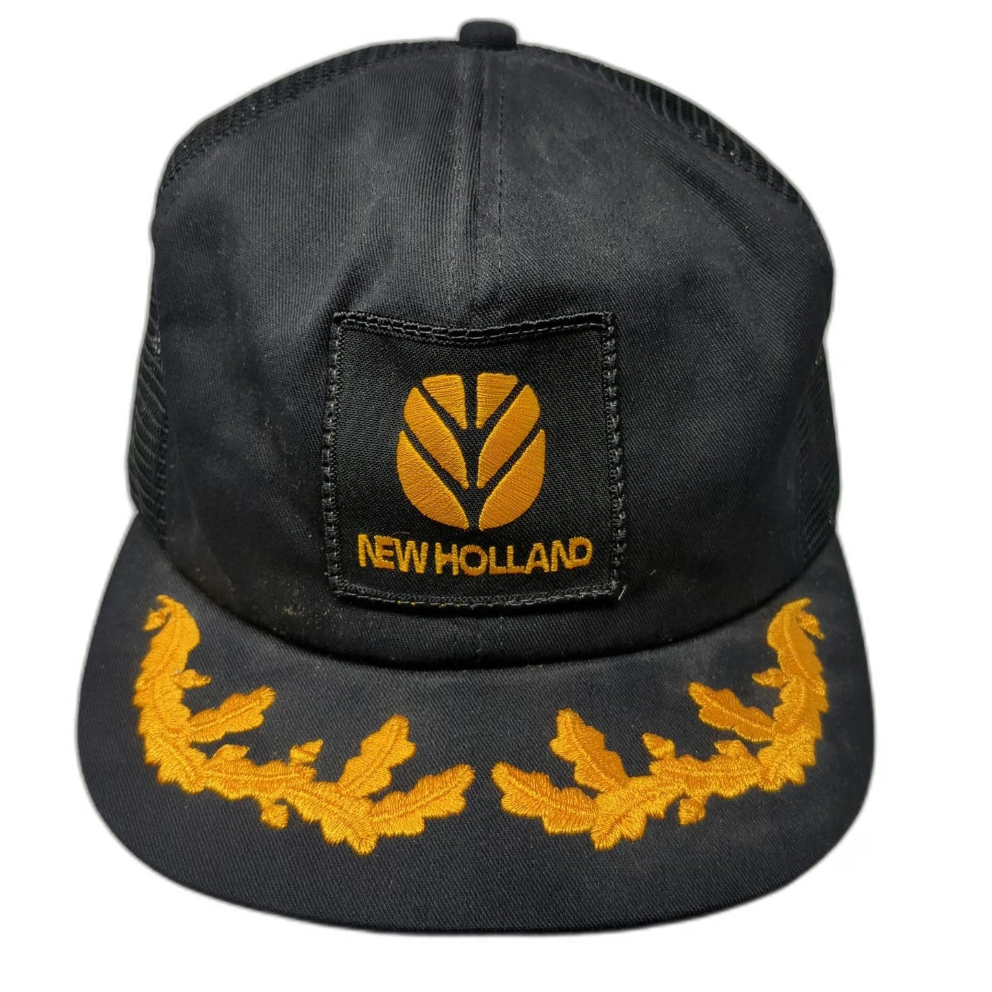 New Holland Trucker Hat Black Mesh Snapback Scrambled Eggs Brim hat Vintage