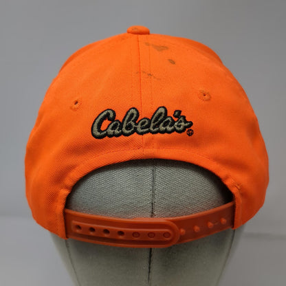 Cabela's Snapback Orange One Size Hat Deer Buck Embroidery EST 1961 Brown Brim